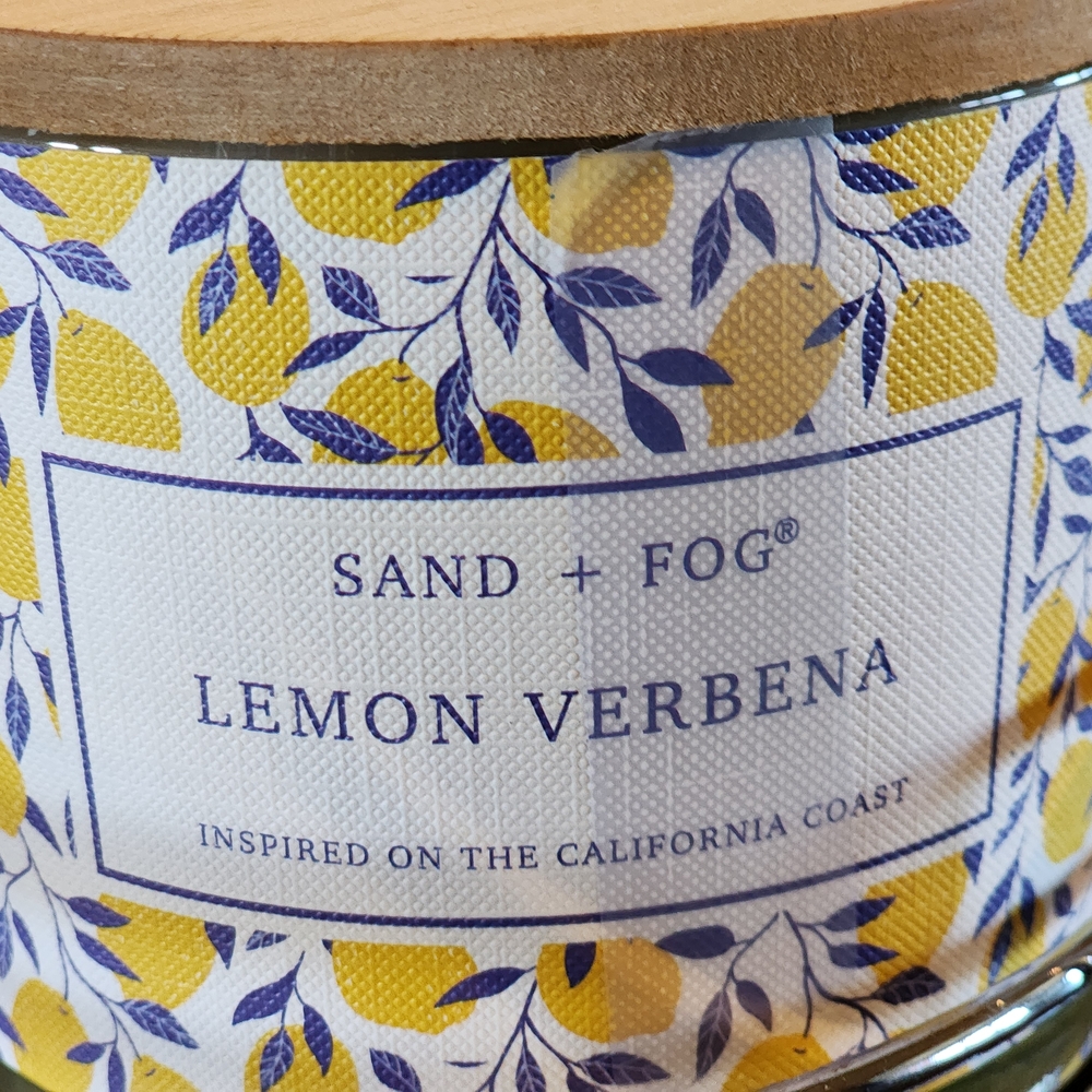 Sand + Fog Lemon Verbena Candle Yellow and Blue 12 Oz - Picture 4 of 8